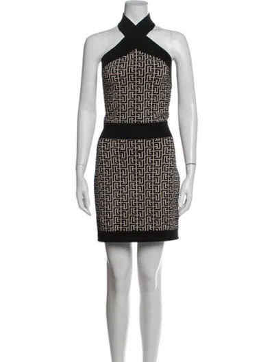 Pre-owned Balmain Wool Mini Dress In Black