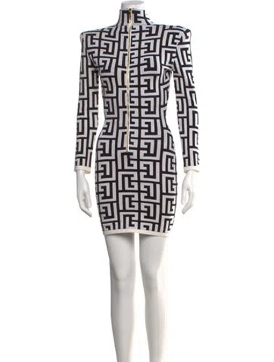 Pre-owned Balmain Wool Mini Dress In Black