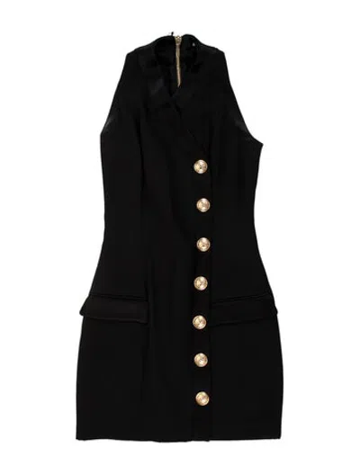Pre-owned Balmain Wool Mini Dress In Black
