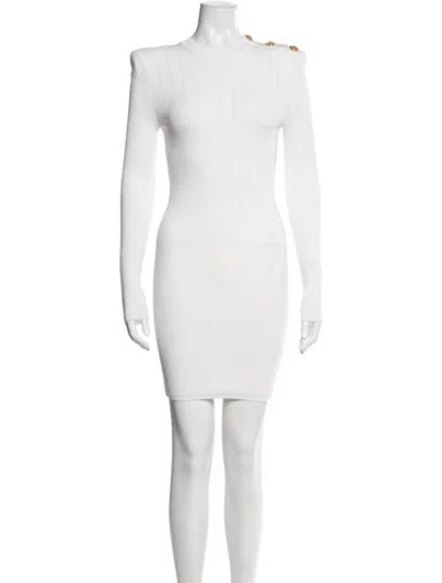 Pre-owned Balmain Wool Mini Dress In Black/grey