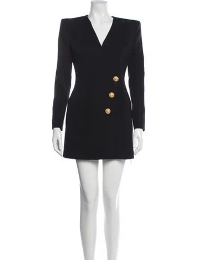 Pre-owned Balmain Wool Mini Dress W/ Tags In Black
