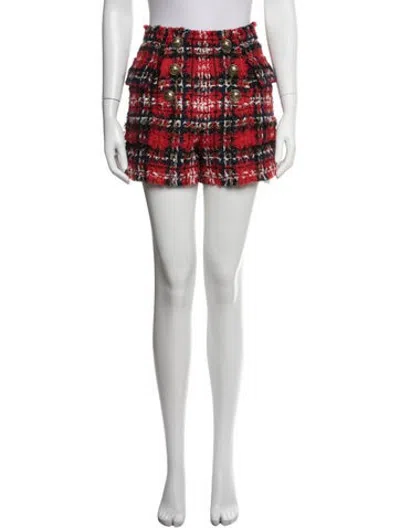 Pre-owned Balmain Wool Mini Shorts In Red