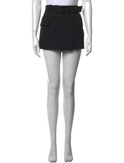 Pre-owned Balmain Wool Mini Skirt In Black
