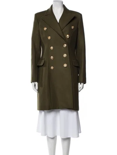 Pre-owned Balmain Wool Peacoat In Green