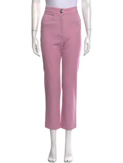 Pre-owned Balmain Wool Straight Leg Pants In Pink