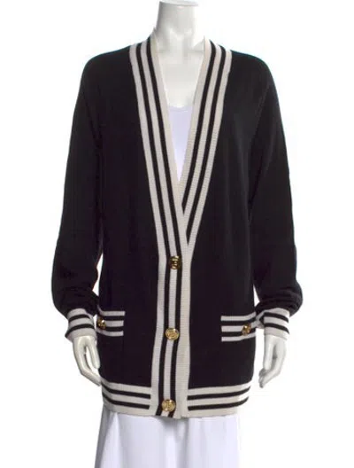 Pre-owned Balmain Wool Striped Sweater In Black