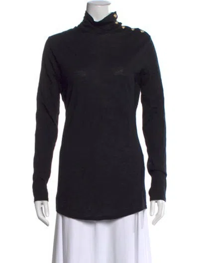 Pre-owned Balmain Wool Turtleneck Sweater In Black