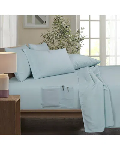 Bamboo Comfort 1800 Thread Count Bamboo Smart Pocket Bonus Sheet Set In Blue
