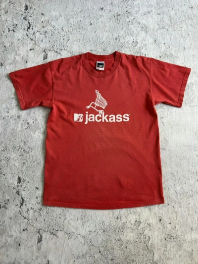 Pre-owned Band Tees X Movie 2000 Jackass Mtv Official Tee In Washed Red