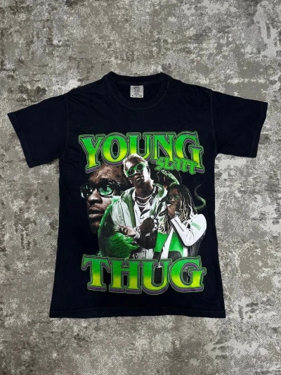 Pre-owned Band Tees X Rap Tees Young Thug Slime Slatt Vintage Style Rap Hip Hop Tee In Black