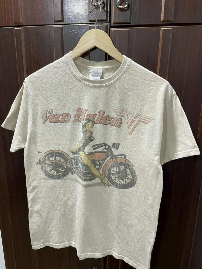 Pre-owned Band Tees X Vintage 2012 Van Halen Concert Tour Merch Brown Band T-shirt In Beige