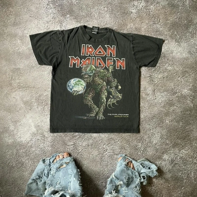 Pre-owned Band Tees X Vintage Y2k Iron Maiden Face Blood Dead Creepy Horror Tee In Black