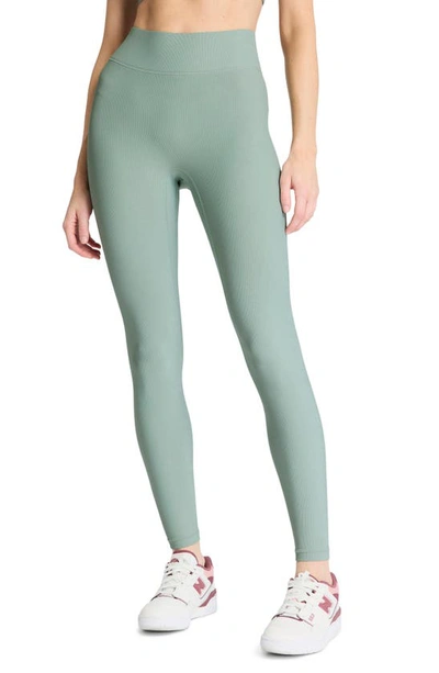 Bandier Center Stage High Waist Rib Leggings In Chinois Green