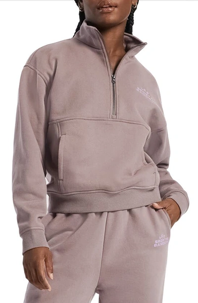 Bandier Les Sports Half Zip Pullover Sweatshirt In Iron/ Regal Orchid