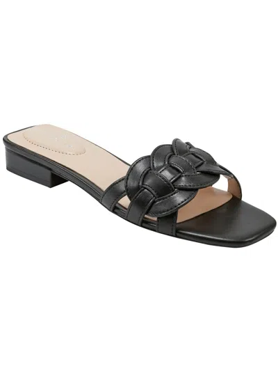Bandolino Manto 3 Womens Faux Leather Slip On Slide Sandals In Black