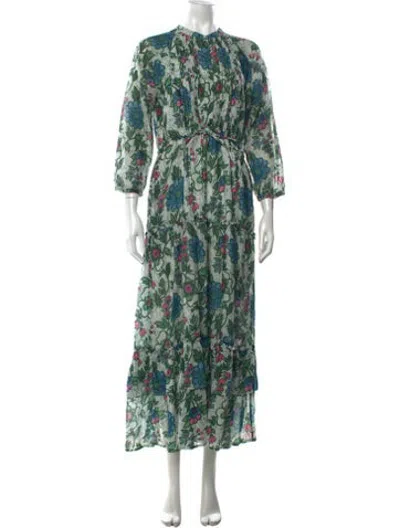 Pre-owned Banjanan Floral Print Long Dress In Green