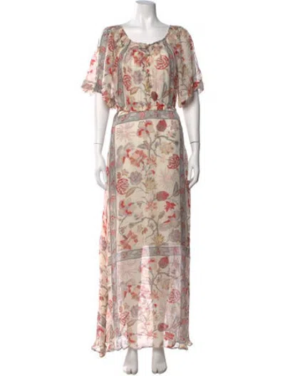 Pre-owned Banjanan Floral Print Long Dress W/ Tags In Multicolor