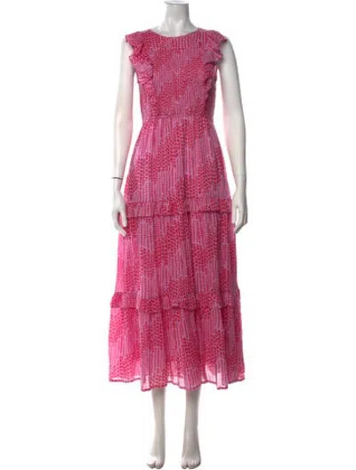Pre-owned Banjanan Floral Print Midi Length Dress In Pink