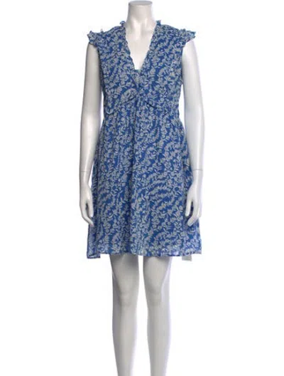Pre-owned Banjanan Floral Print Mini Dress In Blue