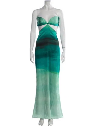 Pre-owned Baobab Tie-dye Print Long Dress In Green