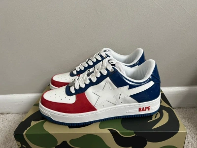 Pre-owned Bape 100% Authentic A Bathing Ape Red/white/blue  Sta Size 9 Shoes In Blue/red/white