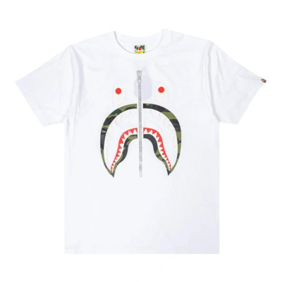Pre-owned Bape 1st Camo Shark Tee 'white/green'