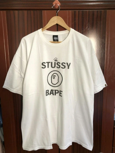 Pre-owned Bape X Stussy Og Stussy X Bape T-shirts In White