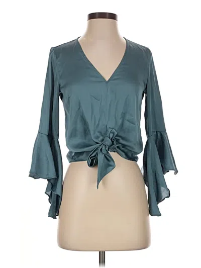 Pre-owned Bar Iii 3/4 Sleeve Blouse In Teal