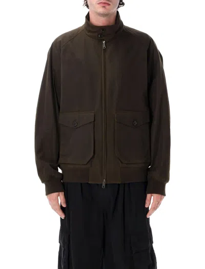 Baracuta Waxed Cotton Harrington G9 Jacket With Teddy Lining In Deep Moss