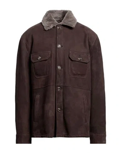 Barba Napoli Man Jacket Dark Brown Size 46 Leather