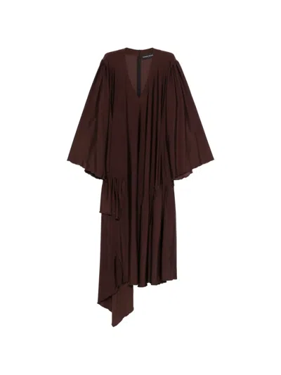 Barbara Bologna Dyscromia V-neck Asymmetric Dress In Brown