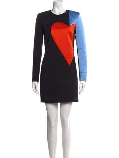 Pre-owned Barbara Bui Colorblock Pattern Mini Dress In Black