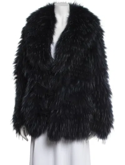 Pre-owned Barbara Bui Fox Faux Fur Jacket In Black