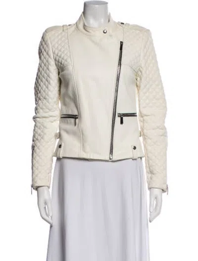 Pre-owned Barbara Bui Lambskin Biker Jacket In Neutrals