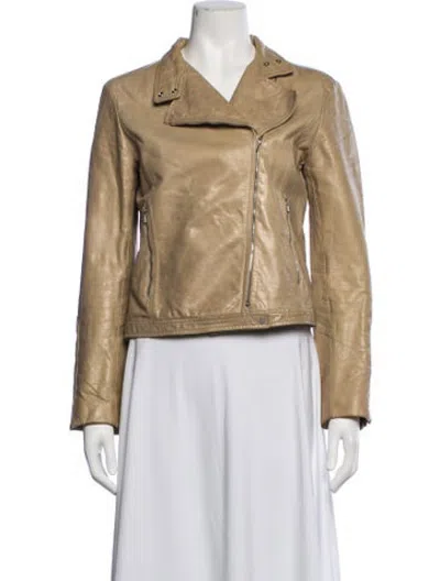 Pre-owned Barbara Bui Leather Biker Jacket In Neutrals