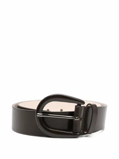 Barbara Bui Leather Buckle Belt In Brown