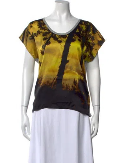 Pre-owned Barbara Bui Silk Graphic Print Top In Grey