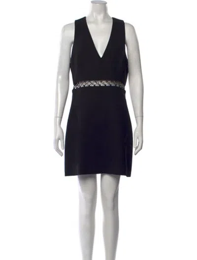 Pre-owned Barbara Bui V-neck Mini Dress In Black