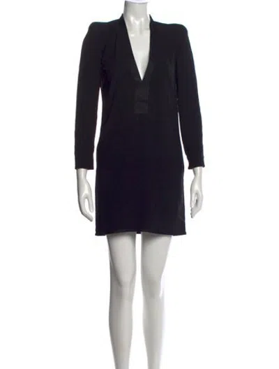 Pre-owned Barbara Bui V-neck Mini Dress In Black