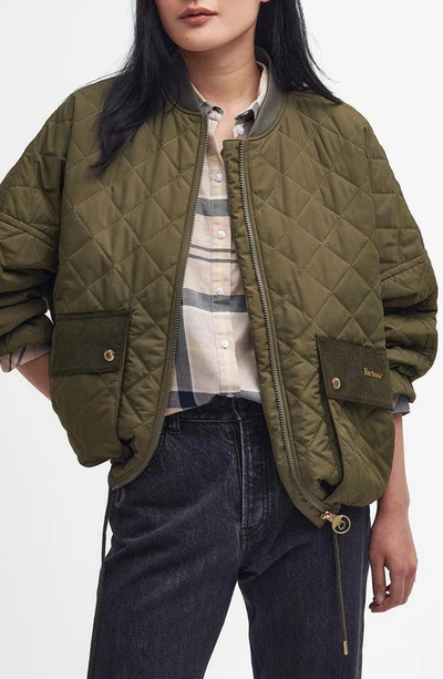 Barbour Bowhill Quilted Jacket In Army Green