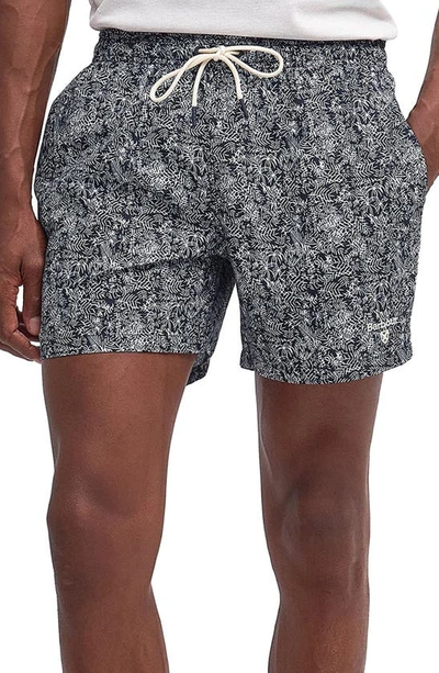 Barbour Braithwell Logo Embroidered Swim Trunks In Navy