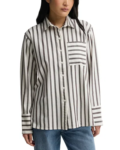 Barbour Catriona Striped Stretch Cotton Button Up Shirt In Rustic Stripe