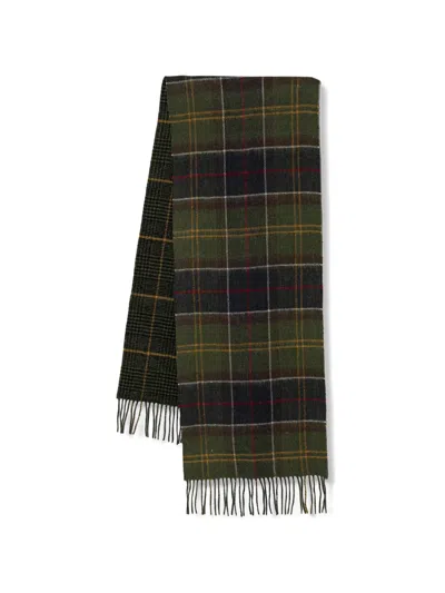 Barbour Dramside Reversible Lambswool Scarf In Green