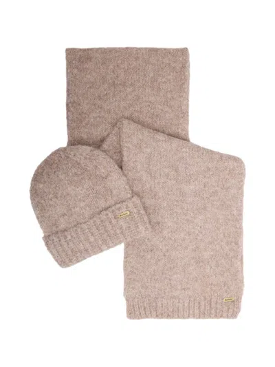 Barbour Emmie Beanie And Scarf Set In Neutral