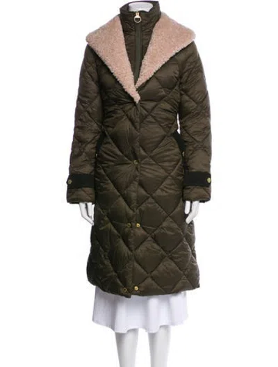Pre-owned Barbour Faux Fur Coat In Green