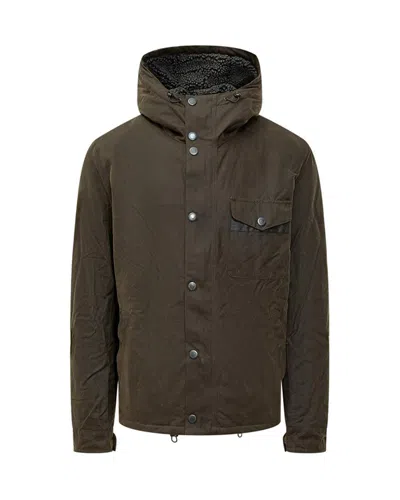 Barbour International Men's Waxed Cotton Hooded Jacket In Olive