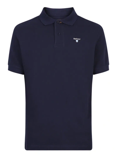 Barbour Logo Embroidered Short Sleeved Polo Shirt In Navy