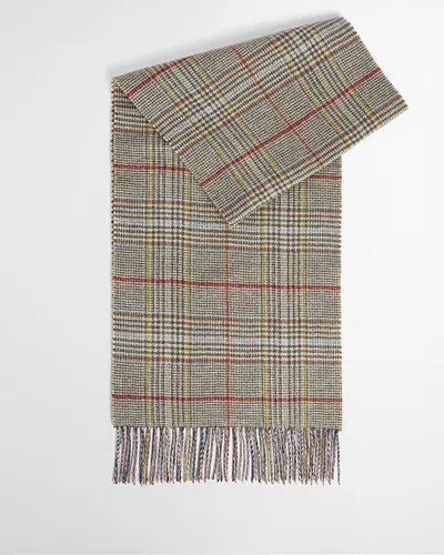 Barbour Macklow Reversible Plaid Wool Scarf In Gray
