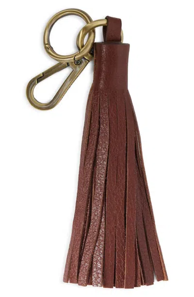 Barbour Tassel Leather Bag Charm In Brown