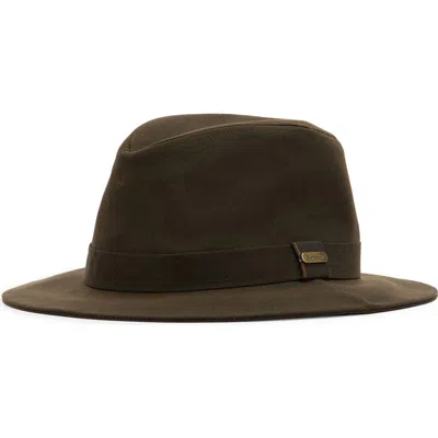 Barbour Vintage Waxed Cotton Fedora In Green